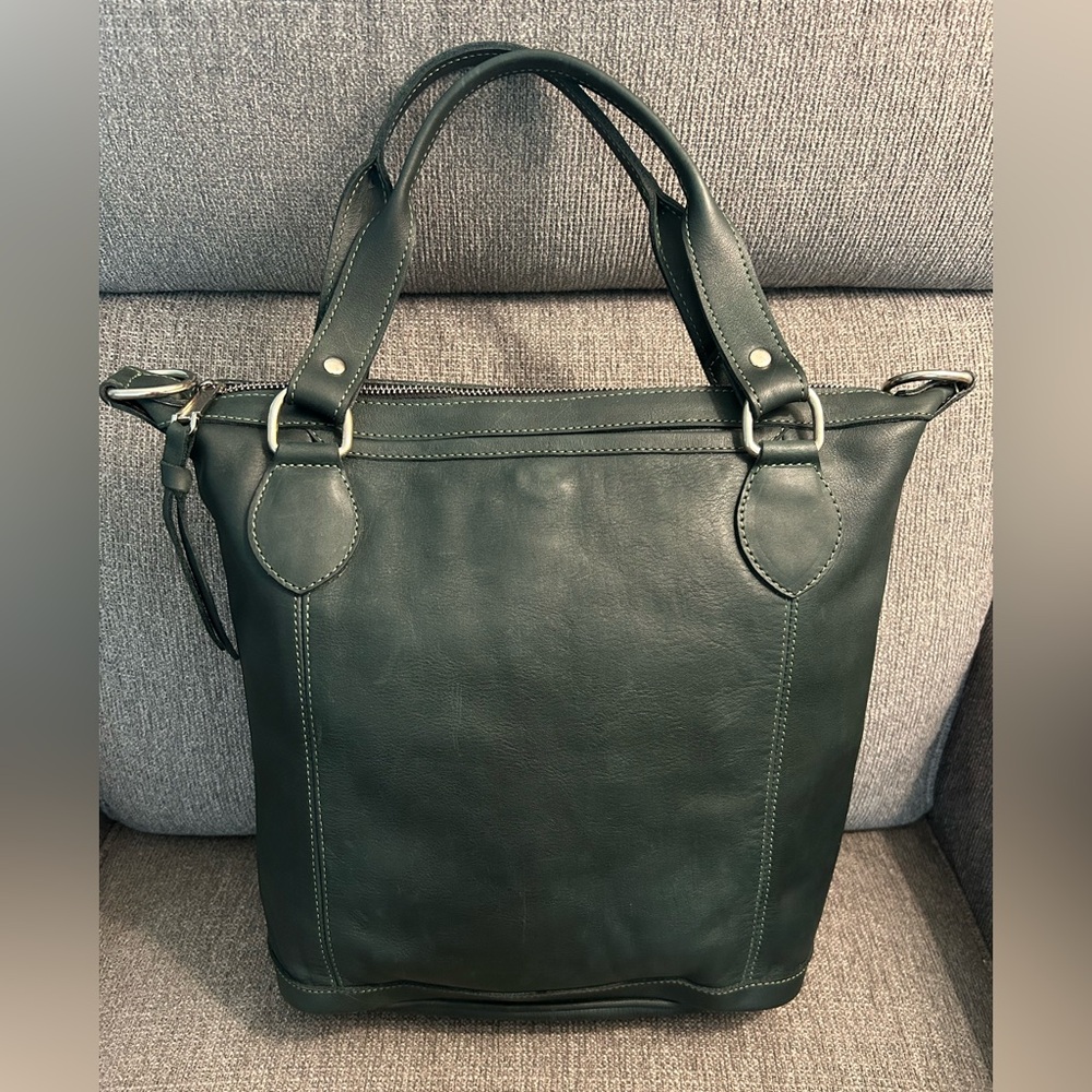 Little Guatemala Designs Green Leather Tote Bag
